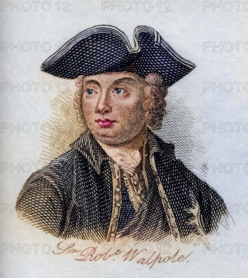 Robert Walpole 1st Earl of Orford 1676-1745 British statesman and first Prime Minister of Great Britain from the book Crabbs Historical Dictionary from 1825, Historical, digitally restored reproduction from an original from the 19th century, Record date not stated