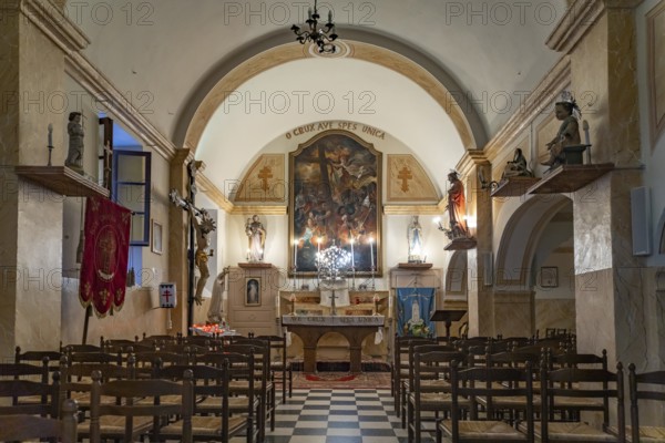 Interior of the Holy Cross Church of Sainte Croix in Bonifacio, Corsica, France