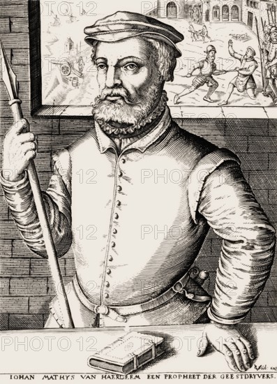 Portrait of Jan Matthys, Anabaptist leader of the Münster Rebellion, 1535, digitally edited