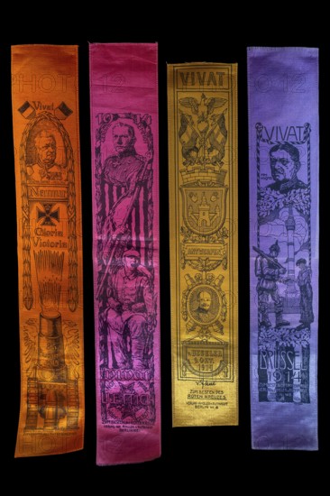 Vivat ribbons, Vivatbänder, silk ribbon celebrating German WW1 victories for raising money for Red Cross in Germany and Austria during World War One