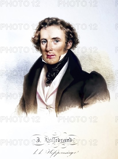 J. Hillebrand, Court Opera Singer in Vienna around 1830, Historical, digitally restored reproduction from a 19th century original, Record date not stated