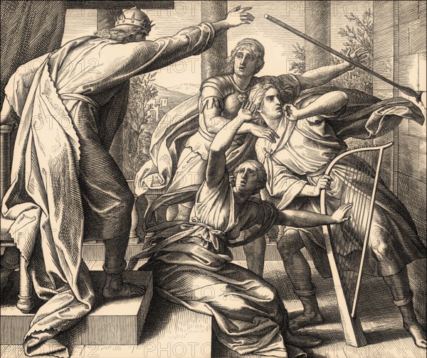Saul Attacks David, Old Testament, by Julius Schnorr von Carolsfeld