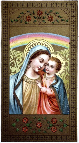 Small picture of a saint depicting a Marian image, Mary, Germany, 1900, historical, digital reproduction of an original from the 19th century