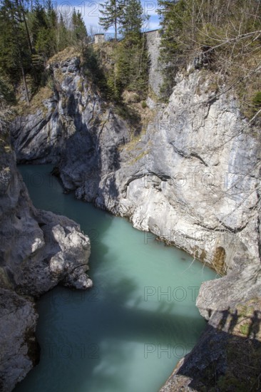 Lech with Lech Gorge, Füssen, Ostallgäu, Allgäu, Bavaria, Germany