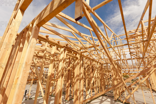 New Construction Wood Home Framing Abstract