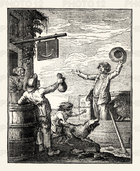 Genre scene, by Johann Georg Unger after Johann Wilhelm Meil, 18th century, digitally restored