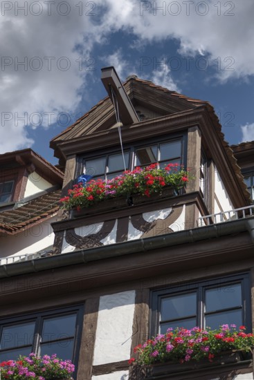 Historic roof lift bay, Weißgerbergasse 22, Nuremberg, Middle Franconia, Bavaria, Germany