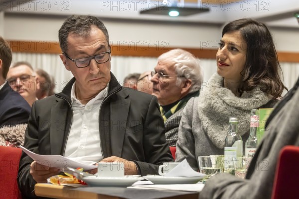 Flavia Zaka, woman of Cem Özdemir. The two have been married since February 14, 2026. Political Ash Wednesday of the Green Party in Biberach. Biberach, Baden-Württemberg, Germany
