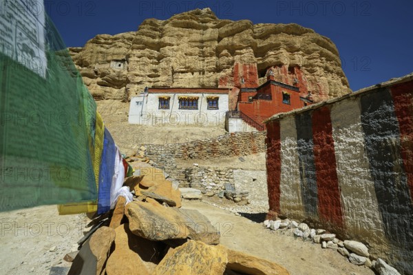 Nepal. Landlocked country in the Himalayas, Mustang, Mountains, The monastery in Garphu