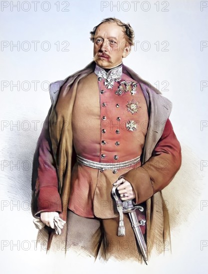 Heinrich Cerrini de Monte Varchi (born 23 November 1801 in Görlitz in Saxony, died 27 October 1870) was an imperial-royal Austro-Hungarian officer, since 1858 with the rank of field marshal lieutenant of the infantry, Historical, digitally restored reproduction from a 19th century original, Record date not stated