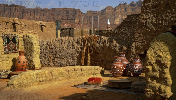 Al Ula, old town, building, architecture, courtyard, garden, Middle East, Saudi Arabia, Arabian Peninsula, Middle East