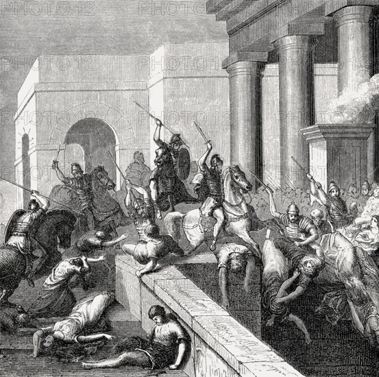 Gnaeus Pompeius Strabo and his soldiers fighting the forces of Marius and Lucius Cornelius Cinna, 87 BC, ancient Rome