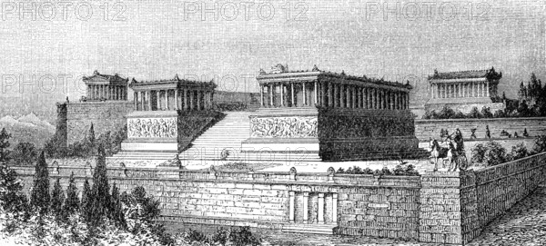 Trajan Temple in the ancient city of Pergamon, today the city of Bergama, Turkey, historical graphic representation, 1896, historische Zeichnung, 1896, Trajantempel in der antiken Stadt Pergamon, heute Bergama, Türkei