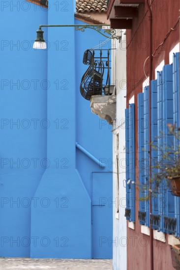 Blue house with fireplace, Burano, Veneto, Italy