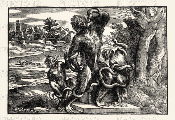 The Laocoon Group as Monkeys, 16th century, by Niccolo Boldrini, after Titian, facsimile of the 19th century