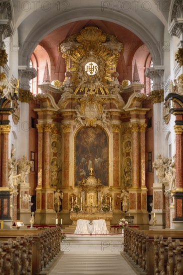 Interior view, chancel, high altar, Church of St Martin, St Martin's Church, Bamberg, Upper Franconia, Bavaria, Germany