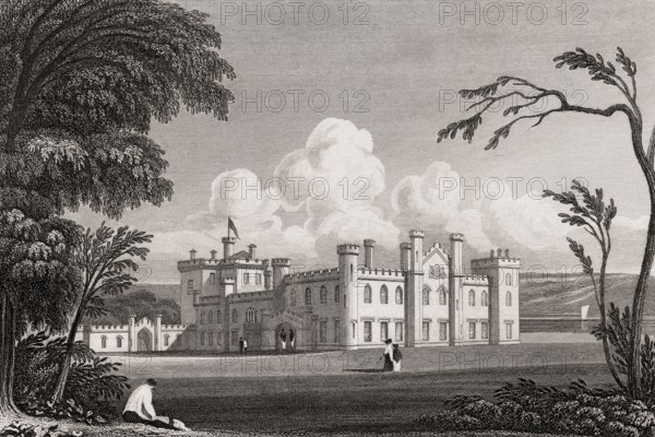 Dundas Castle, Dalmeny parish of West Lothian, 19th century, from Modern Athens by Th. H. Shepherd