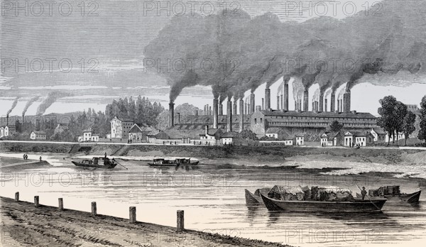 Iron foundry in Fourchambault, Nièvre department, France, 19th century