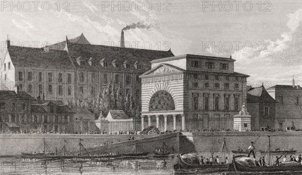 Barriere de Passy, Paris, antique steel engraved print, 1831