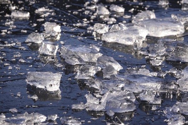 Ice on a lake, winter, Germany