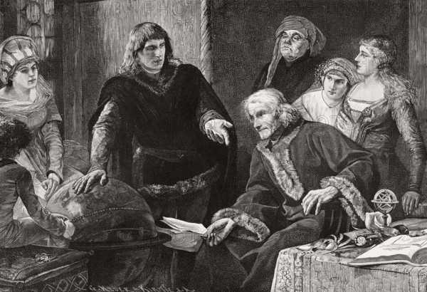 Martin von Behaim, German astronomer, showing his globe, Nuremberg, 1492