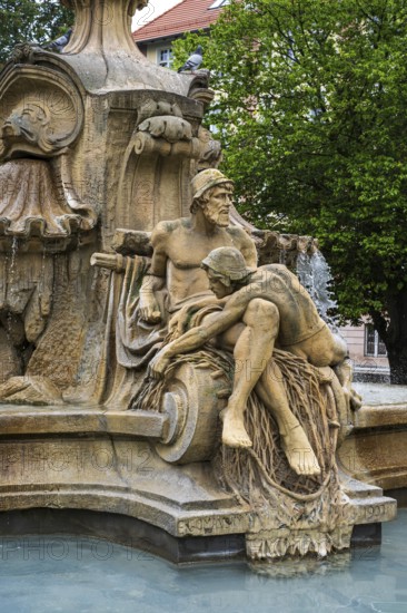 Sculpture details on the Ceres Fountain by sculptor Edmund Gomansky on Ignacy Daszynski Square in Opole, Opole Voivodeship, Poland