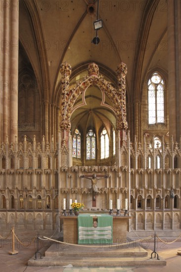 Interior view of the Gothic Elisabeth Church, Marburg, Hesse, Germany