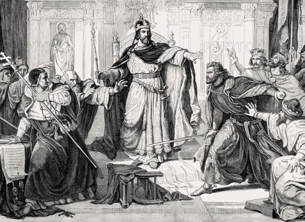 Otto of Wittelsbach, Otto I, Duke of Bavaria, attacking the Papal Legate on the Imperial Diet at Besancon, 1157