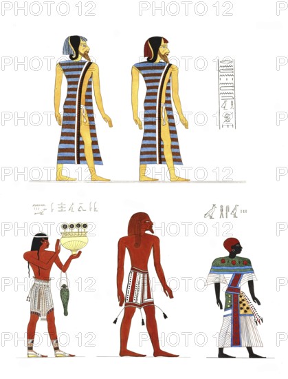 Various figures of foreign men depicted on Egyptian monuments, 1832-1844, The Monuments of Egypt and Nubia, illustrated by Doctor Ippolito Rosellini, Historical, digitally restored reproduction from an original of the period