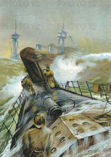 A torpedo boat, c. 1900, painting by Willy Stoewer, Torpedoboot, ca. 1900, Gemälde von Willy Stöwer