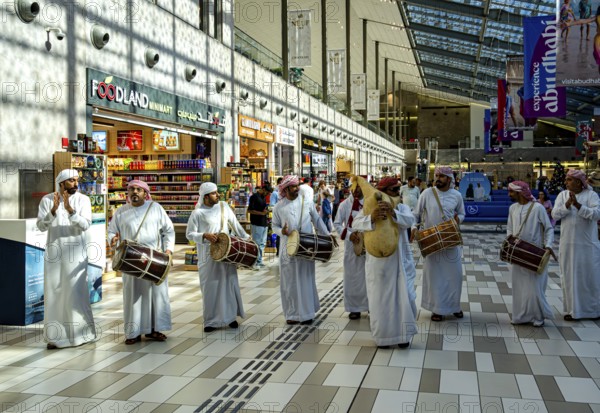 Typical national reception with orientalist music in the cruise terminal of Abu Dhabi, UAE, United Arab Emirates