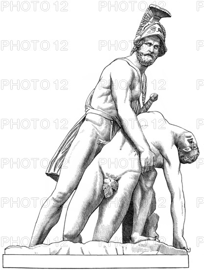 The body of Patroclus borne by Menelaus, Roman sculpture, Florence