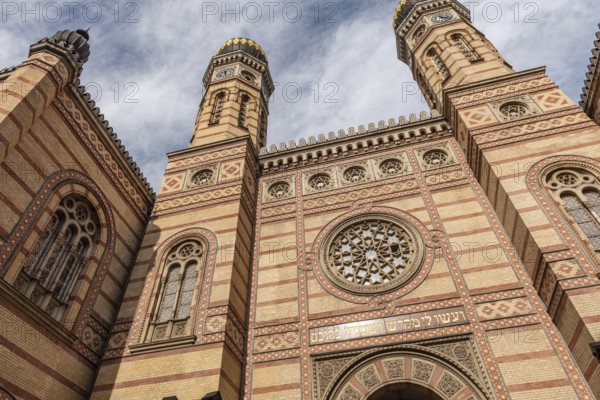 Budapest, Hungary. October 1st 2023 The Dohany Street Synagogue or Great Synagogue is a Moorish Revival designed historical building, the largest synagogue in Europe, Erzsébetváros, 7th district of Budapest, Hungary