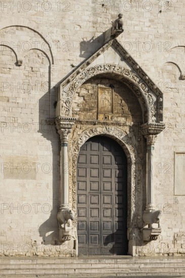 Main portal of the Basilica of San Nicola (Basilica of St Nicholas of Myra), Bari, Apulia