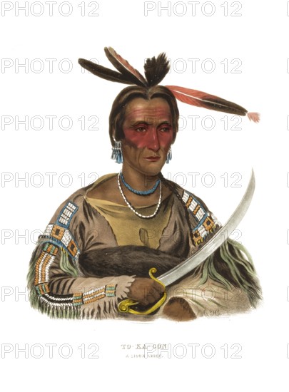 American Indian, Native American, To-Ka-Con, Chief of the Sioux tribe, United States of America, USA, Painting by Charles Bird King (1785, 1862), c. 1840, Historic, digitally restored reproduction from a 19th century original, Record date not stated
