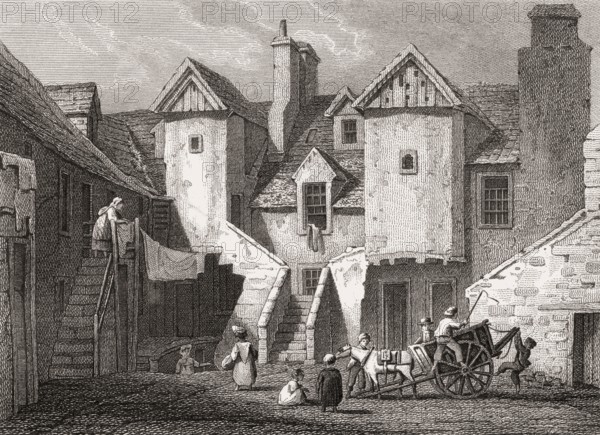 White Horse Close or Whitehorse Close, Old Town of Edinburgh, Scotland, 17th century, Views in Edinburgh by J. & H. S. Storer
