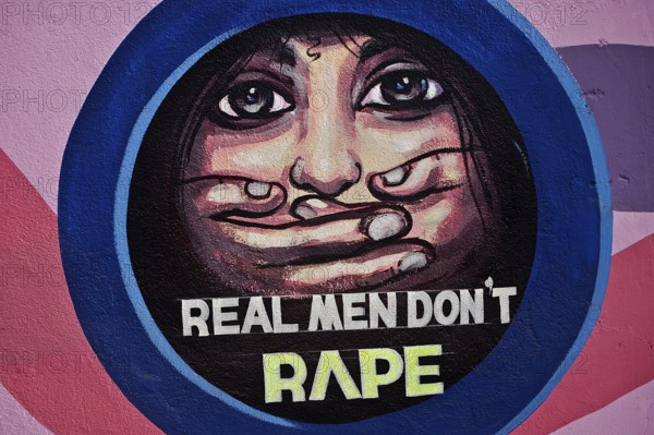 Real men dont rape, Mural painting against rapes (Odisha, India), campaign in favour of women rights