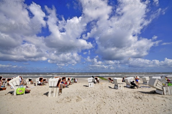 Island of Wangerooge, beach chairs on the beach, East Frisia, Lower Saxony, Federal Republic of Germany