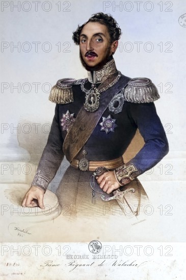 Gheorghe Bibescu, also George Bibesco, (born 26 April 1802 in Craiova, died 1 June 1873 in Paris) descended from an old Wallachian boyar family and was ruler of the Principality of Wallachia from 1843 to 1848, Historical, digitally restored reproduction from a 19th century original, Record date not stated