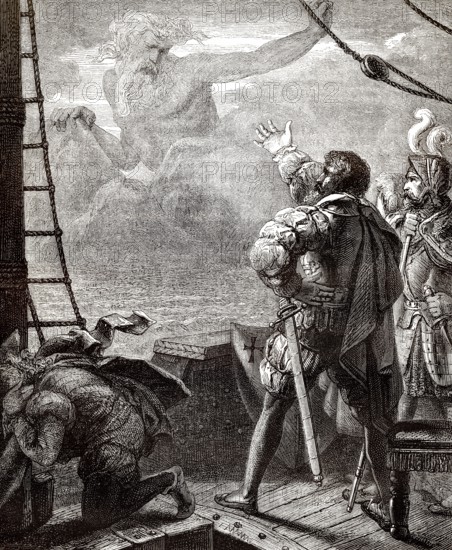 Adamastor, eine mythologische Figur des portugiesischen Dichters Luís de Camäes in seinem epischen Gedicht Die Lusiaden, 16.