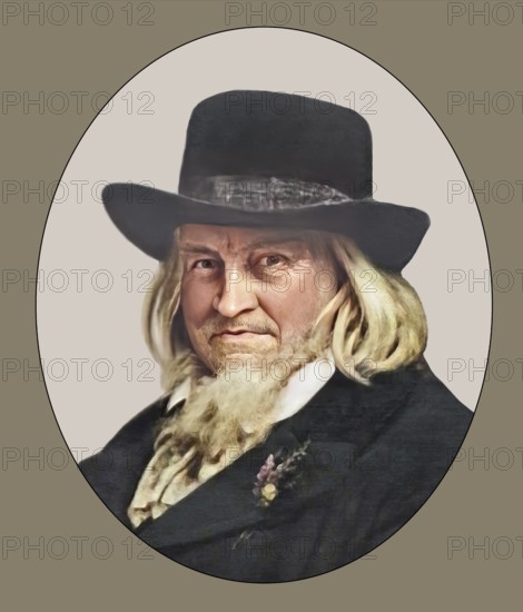 August Heinrich Hoffmann, Hoffmann von Fallersleben, 1798 –1874, German poet, digital edited according to a painting by Ernst Henseler