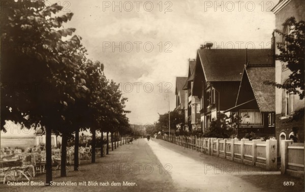 Historical postcard around 1900, Baltic resort Bansin, district of the municipality of Baltic resort Heringsdorf on the island of Usedom in the district of Vorpommern-Greifswald in Mecklenburg-Western Pomerania, Germany, digital reproduction of a historical postcard, public domain, from that time, exact date unknown