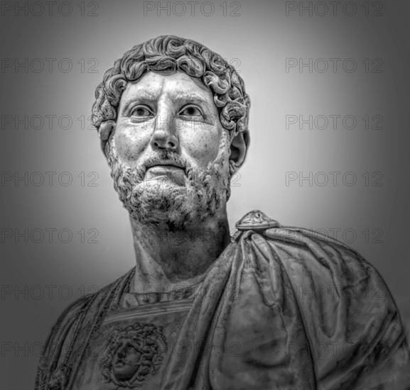 Hadrian or Publius Aelius Hadrianus Augustus, 76 - 138, Roman emperor, digitally edited