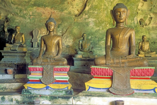 Buddha statues, Wat Suwannakhuha monastery, Phangnga Bay, Ko Phuket, Thailand, December 2002, vintage, retro, old, historic