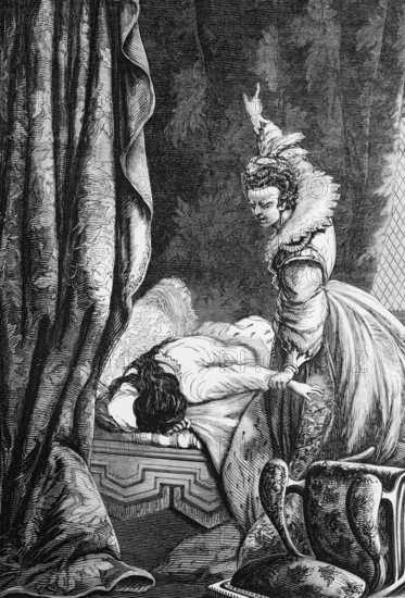 Queen Elizabeth gave the Earl of Essex (Robert Devereux) a ring as a royal talisman with the message that its return to her was a sign of distress and that she would save him if he ever got into trouble. In 1601, the Countess of Nottingham confessed to the Queen on her deathbed that the ring had been given to her in error and that she had misappropriated it at the instigation of some of Essex's enemies, England, digital reproduction of a historical original