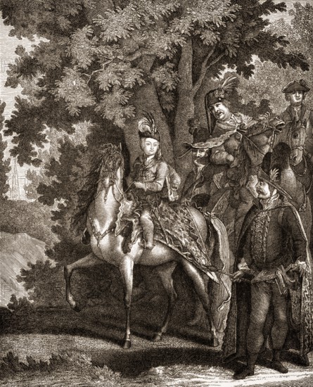 Joseph II, Emperor of Germany, 1741-1790, learning to ride at the age of six