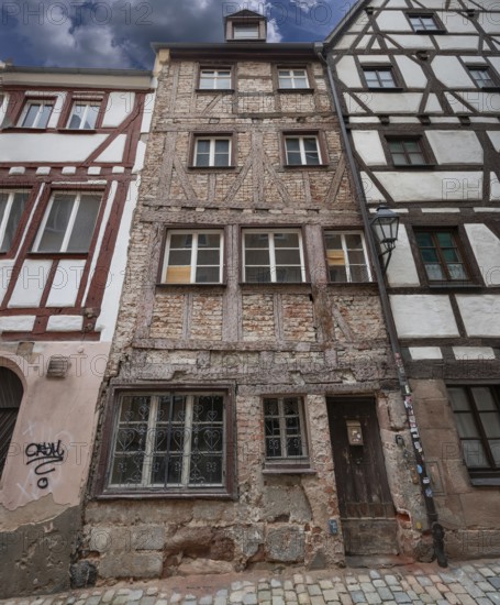 Historic, five-storey old town house being renovated by the Altsadtfreunde, Obere Krämergasse 3, Nuremberg, Middle Franconia, Bavaria, Germany