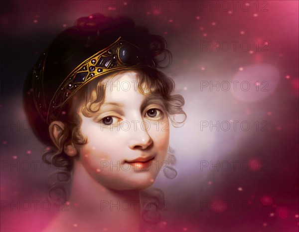 Louise of Mecklenburg-Strelitz, Luise Herzogin zu Mecklenburg - Strelitz, Luise Auguste Wilhelmine Amalie Herzogin zu Mecklenburg, Königin Luise, 1776 – 1810, Queen of Prussia, digitally edited after a painting by Josef Mathias Grassi