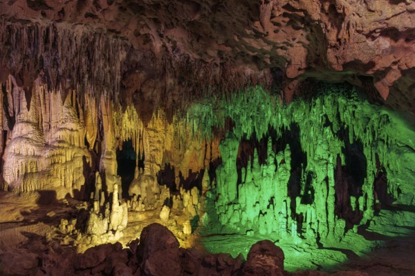 Limestone rock formations in a cave at Florida Caverns State Park in the Florida panhandle near Marianna