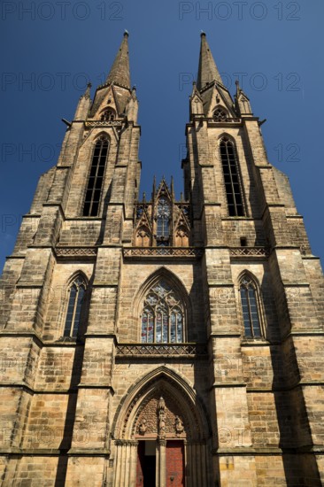Western two-tower complex of the Elisabethkirche, Marburg an der Lahn, Hesse, Germany